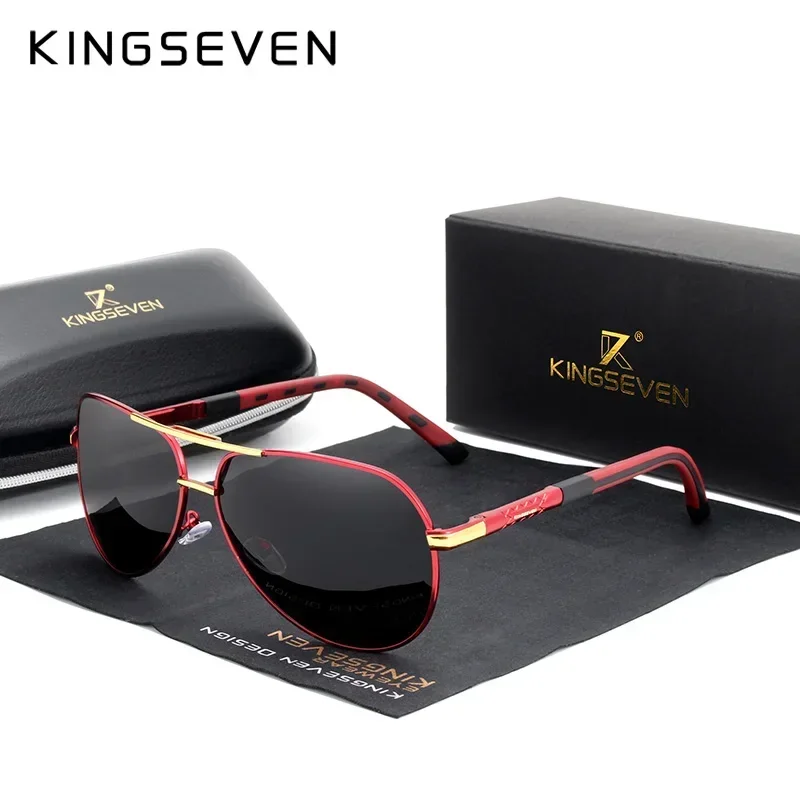 KINGSEVEN Neue Piloten-Design Sonnenbrille für Männer und Frauen, Fahr- und Urlaubsbrille, Polarisiert, UV400, Hochwertige Modische Brille