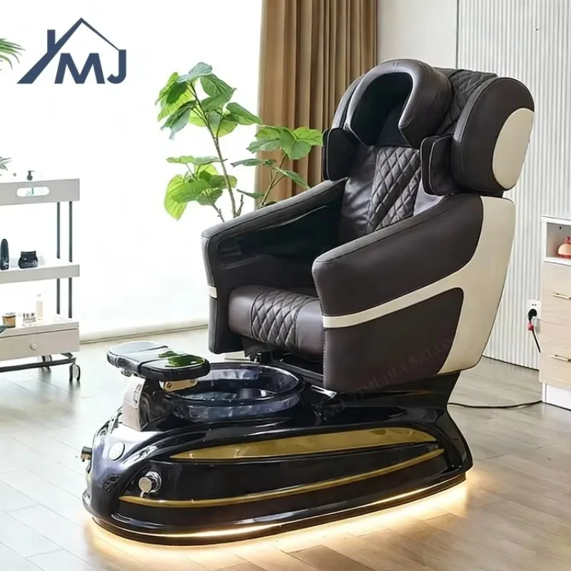 Throne Salon Luxury Electric Station Foot Spa Massage Pedicure Chairs With Plumbing