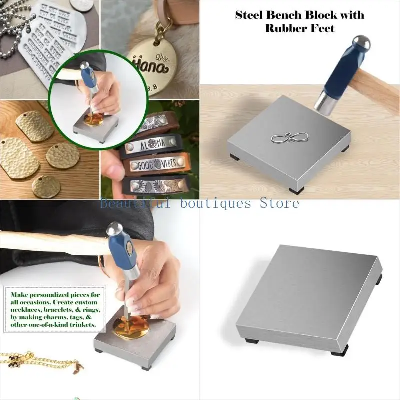 U4LF Antislip and Shock Absorbing Flat Anvil Jewelry Tool Solid Metal Benches Block