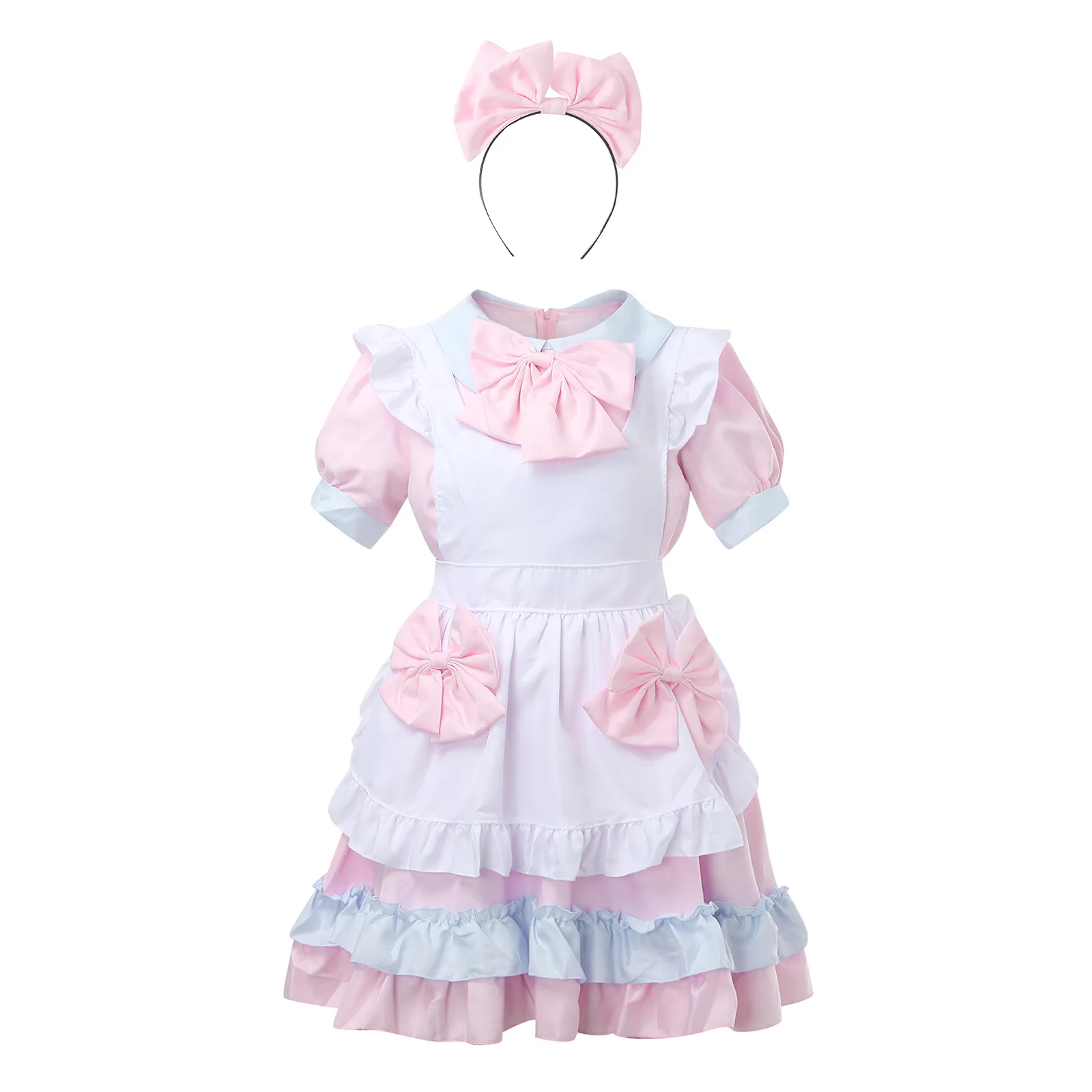 Pink Cat Maid Costume Cosplay Anime Cosplay Lolita Soft Girl Dress Loli Maid High Waisted Uniform Halloween Carnival Outfit