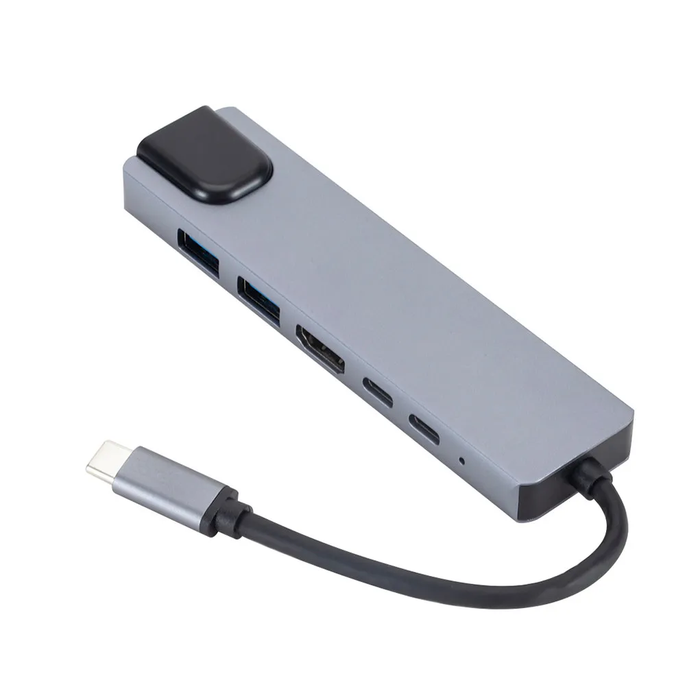 

6-in-1 Type C Hub USB 3.1 Multiport Adapter with Gigabit Ethernet Rj45 Pd Charging Fast Plug and Play Compact Travel