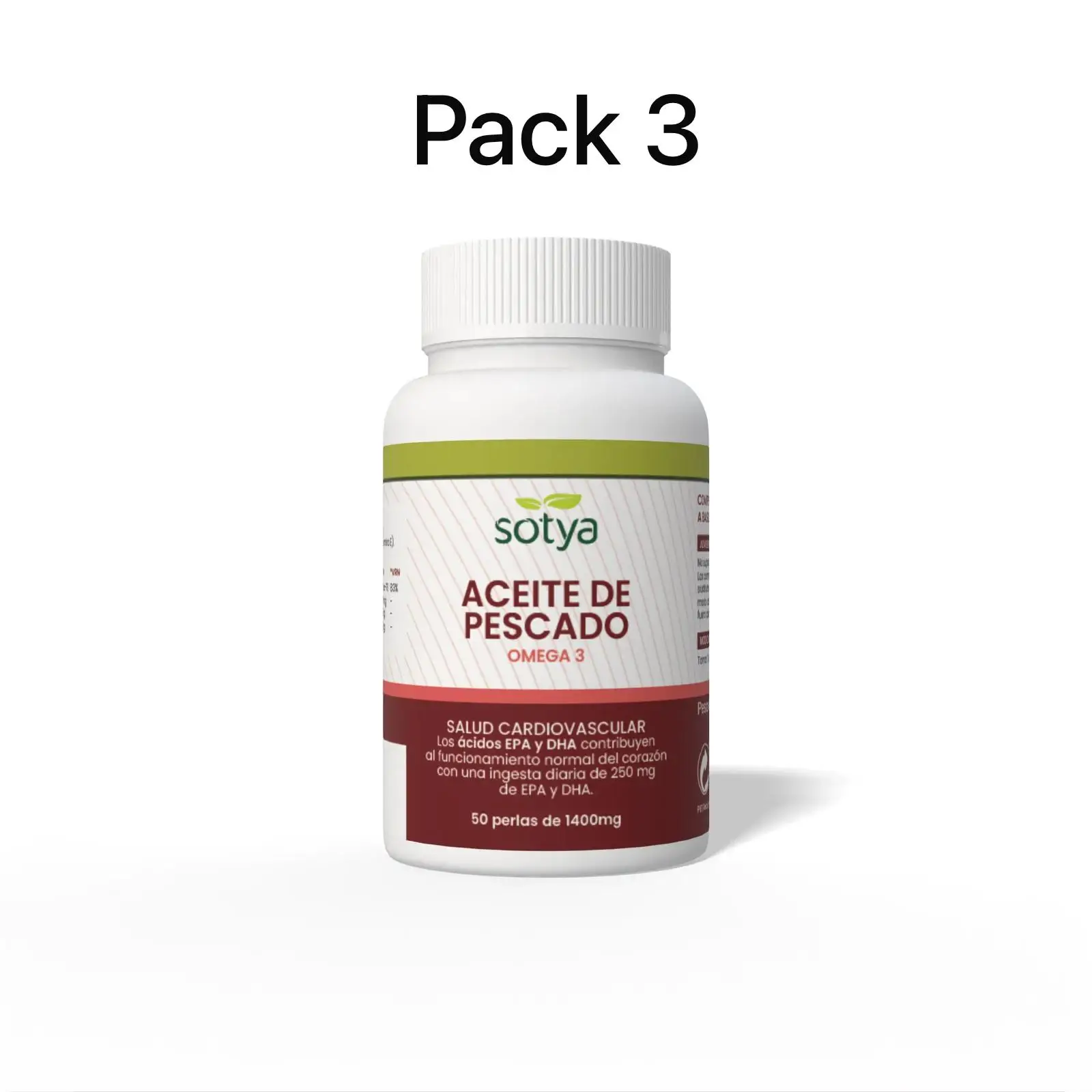 Pack 3 Aceite Pescado Omega 3 1400 Mg. 50 Perlas sotya