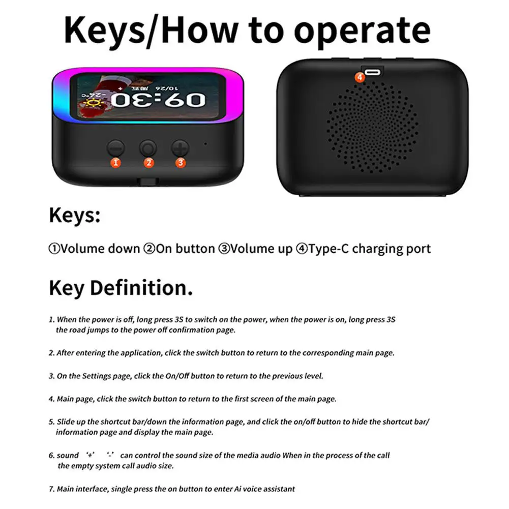 TF26 Pro مكبر صوت لاسلكي ذكي AI مساعد صوت شاشة ذكية مشغل موسيقى ساعة منبه للطقس ألبوم صور BT 5.4 #5