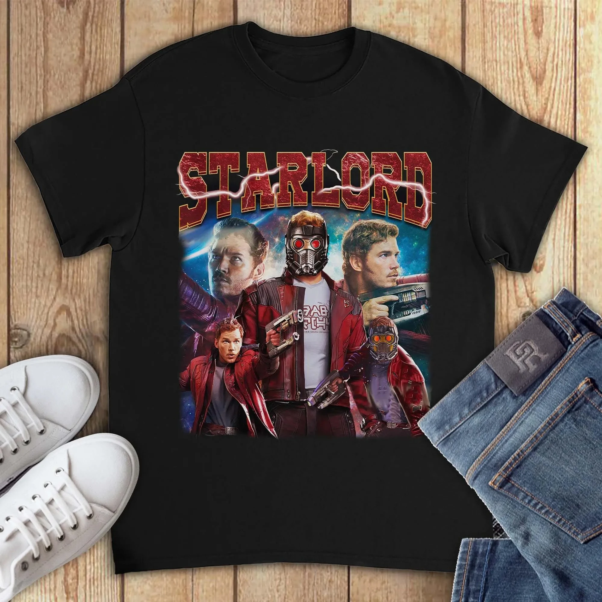 Camiseta con cuello redondo unisex de Star-lord Guardians of The Galaxy Vintage Fan para hombres y mujeres, camiseta de moda, ropa de verano para hombres