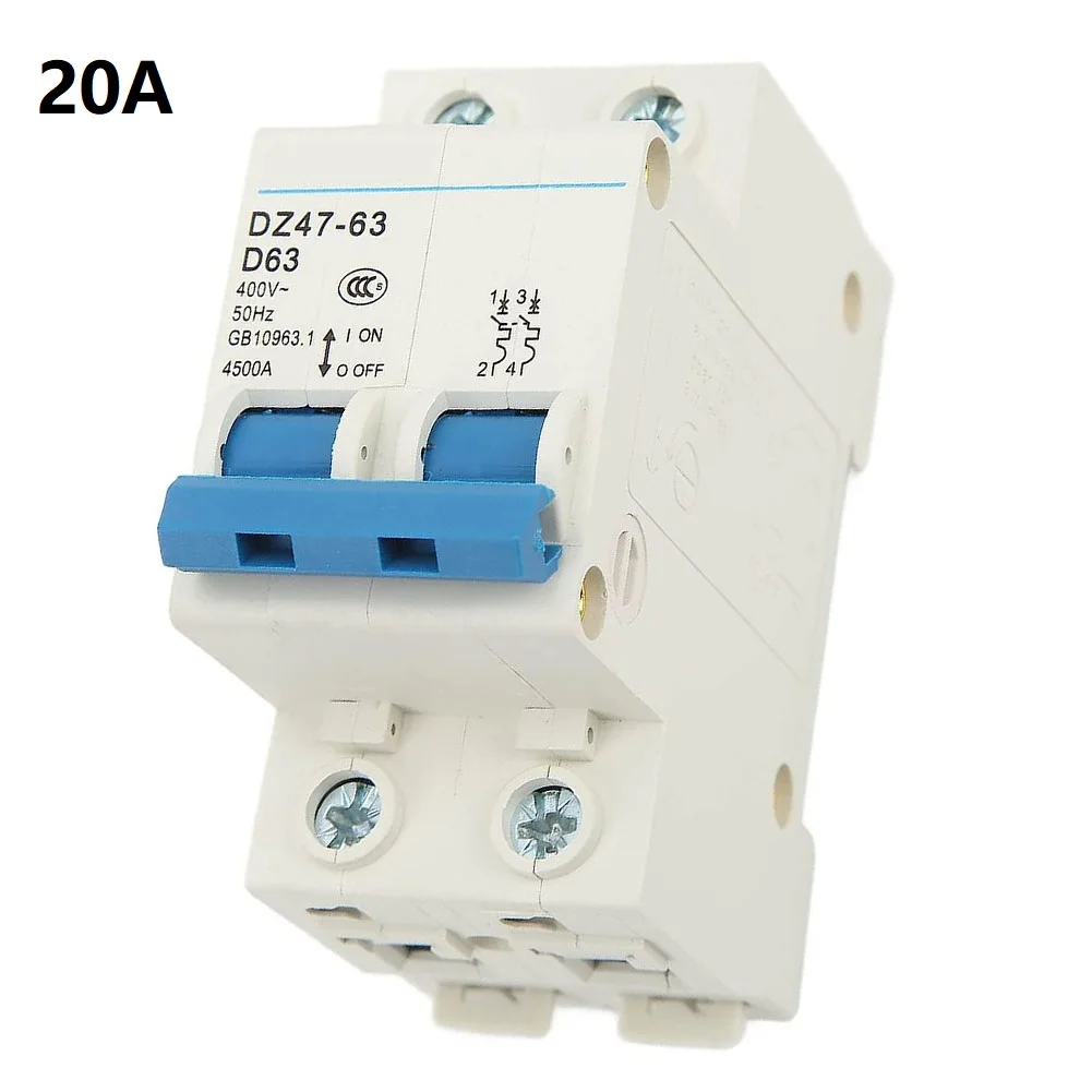 Miniature Circuit Breaker 2P 4500A Breaking Capacity DIN Rail DZ47 Air Switch DZ47-63 50Hz Home Photovoltaic Electric Supplies