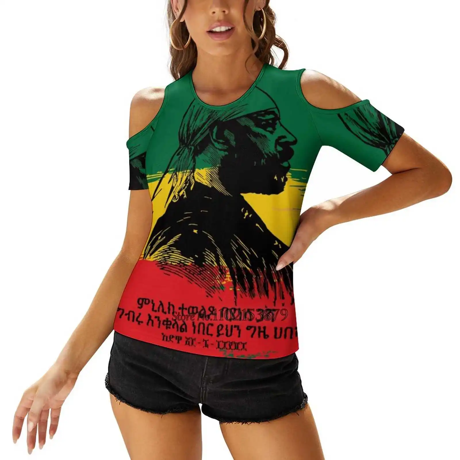 Emperor Menelik Ii Of Ethiopia Adwa ( Amharic ) Women Print T-Shirt Summer Casual Tops Streetwear T Shirt Boho Ladies Top Adwa