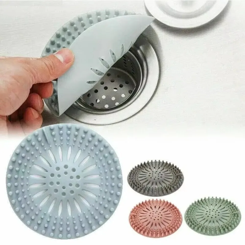Silicone Hair Catcher Shower Drain Round Easy Clean Floor Drain Cover Anti Clogging Sink Drain Strainer Kitchen Tool