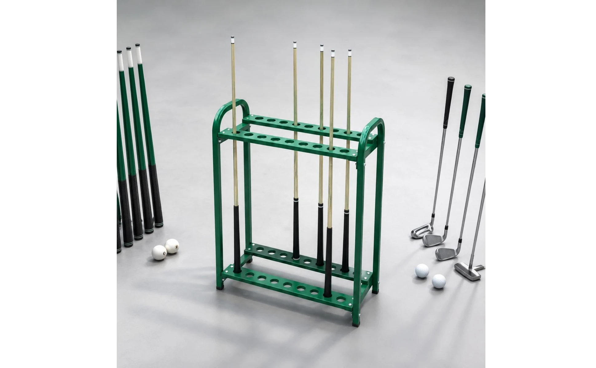 27 Slots Billiard Cue Rack Double Layer Pool Stick Stand Club Rack Indoor Outdoor Use Sports Storage Space Saving for Game Room