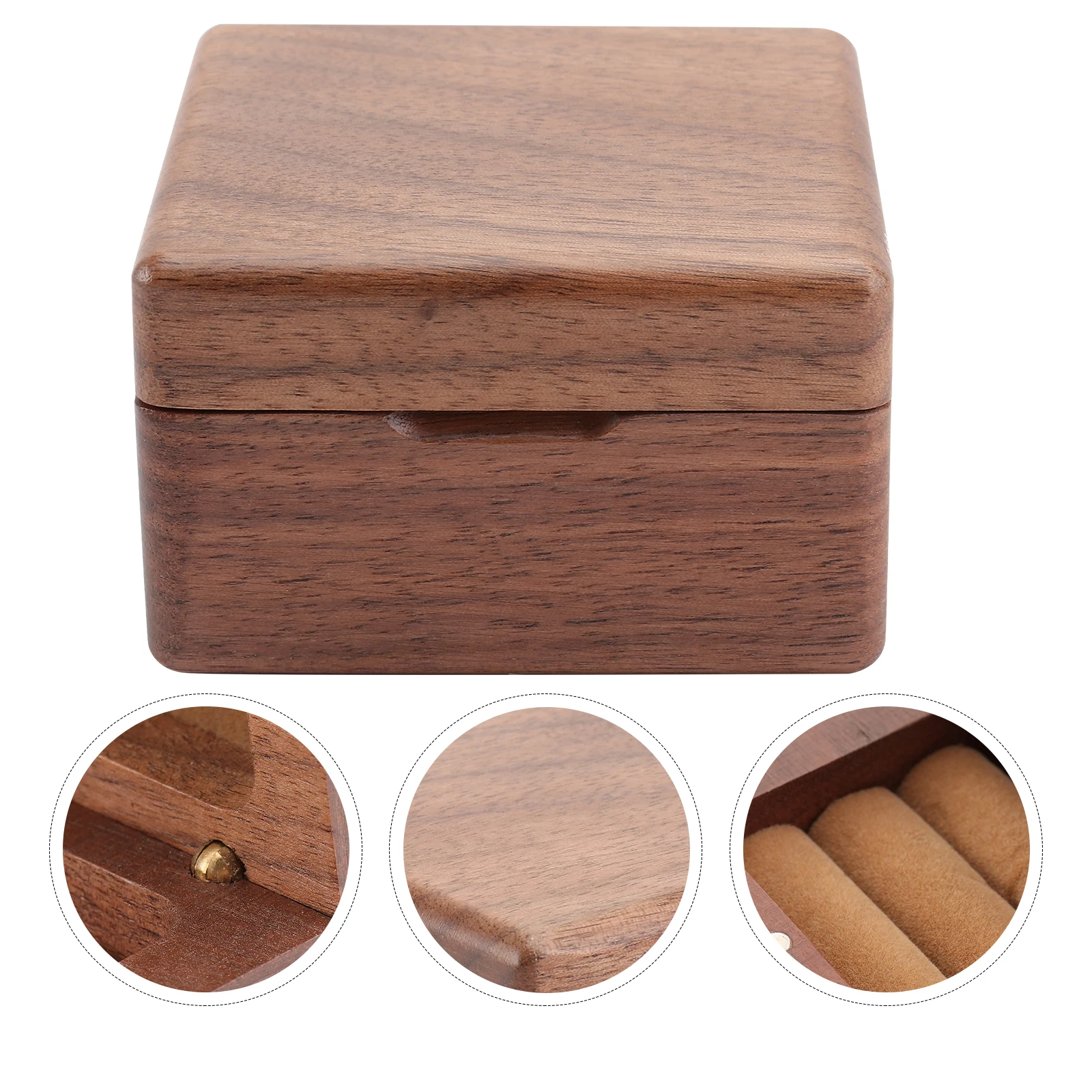 

Wooden Ring Box Wood Jewelry Case Vintage Style Engagement Wedding Gift Storage Organizer Premium Durable Decoration