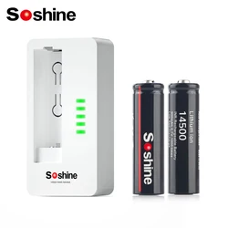 Soshine 3.7 14500 AA Lithium Battery 900mAh Rechargeable Battery and 14500 10440  Li-ion LiFePO4 Rechargeable Battery Charger