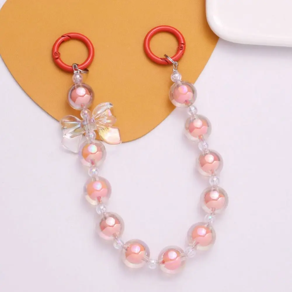 

Colorful Bow Beaded Bag Pendant Bead String Hanging Cord Beaded Bag Chain Wrist Strap Mobile Phone Lanyard Handbag Bag Strap