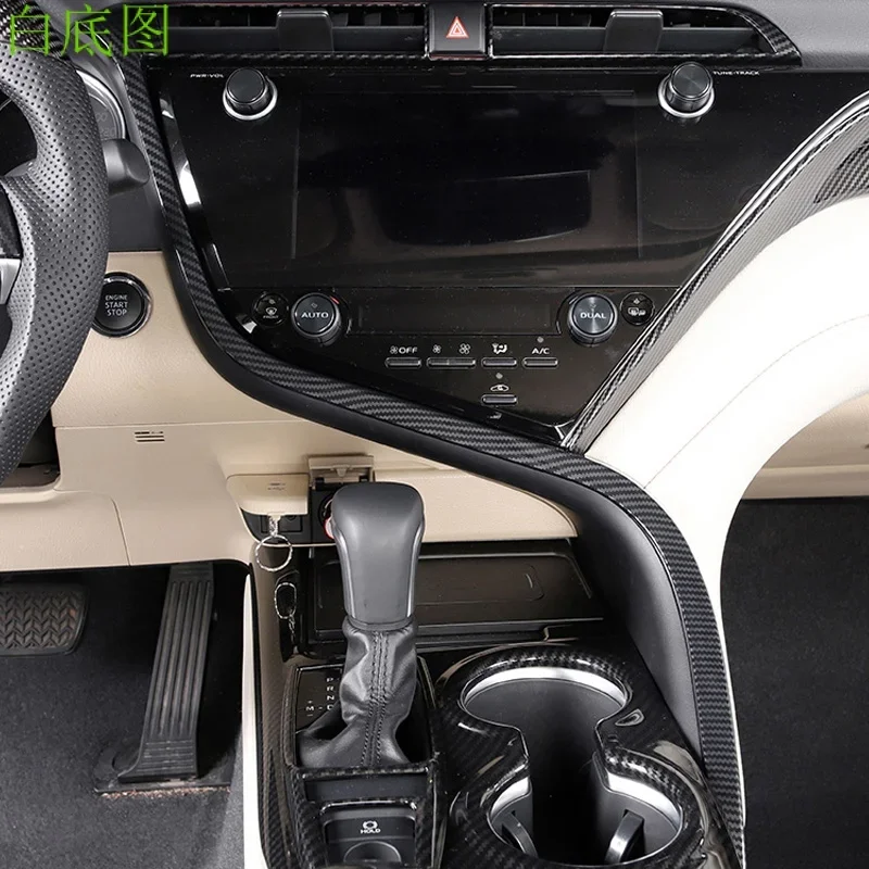 For Toyota Camry XV70 2018 2019 2020 2021 LHD Central Console Strip Cover Trim Moulding Interior Accessories ABS Carbon Fiber