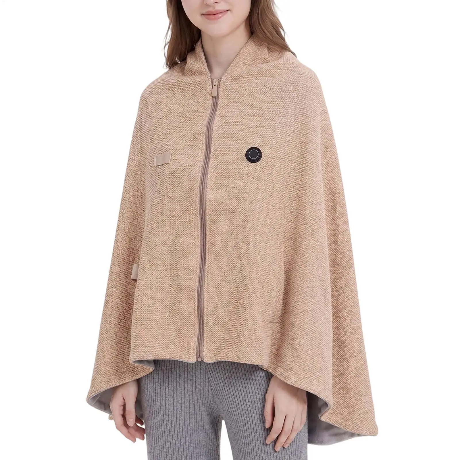 Heated Hooded Shawl Wrap Wearable Poncho With 3 Heating Modes Wearable USB Hooded Shawl For Winter Home Office Travel Vacation
