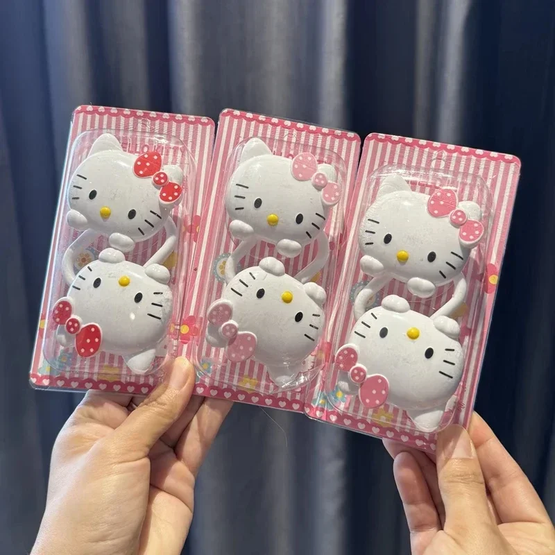 2pcs Sanrio Kawaii Hello Kitty No Punching Hook Anime Cartoon Exquisite Kitchen Bathroom Powerful Vacuum Wall-type Adhesive Hook