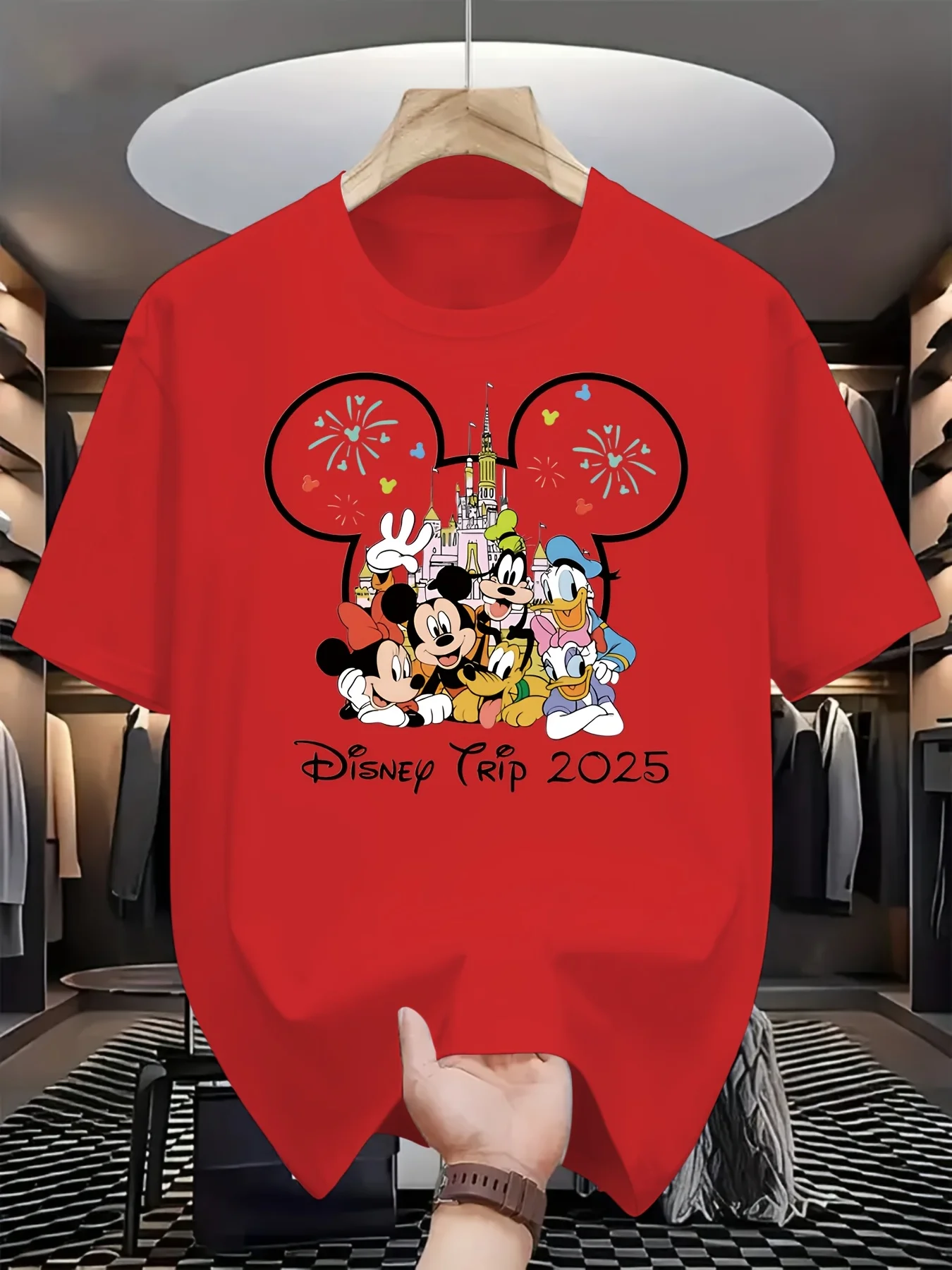 

2025 New Disney Printed Trendy Leisure Pure Cotton T-shirt Retro Street College Style Commuting Y2K Harajuku Unisex