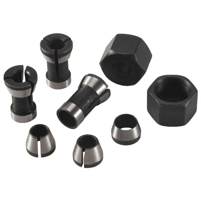 Easy Use 8 Pcs Router Collet Set Chuck Heads Adapter For Drills Engraving Trimming Carving Machine Electric Router Milling Cutte