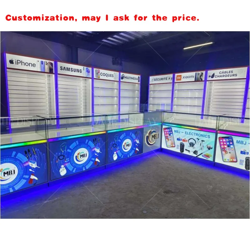custom.Factory Design Store Good Quality Mobile Phone Mobile Cell Phone Shop Display Counter Cabinet