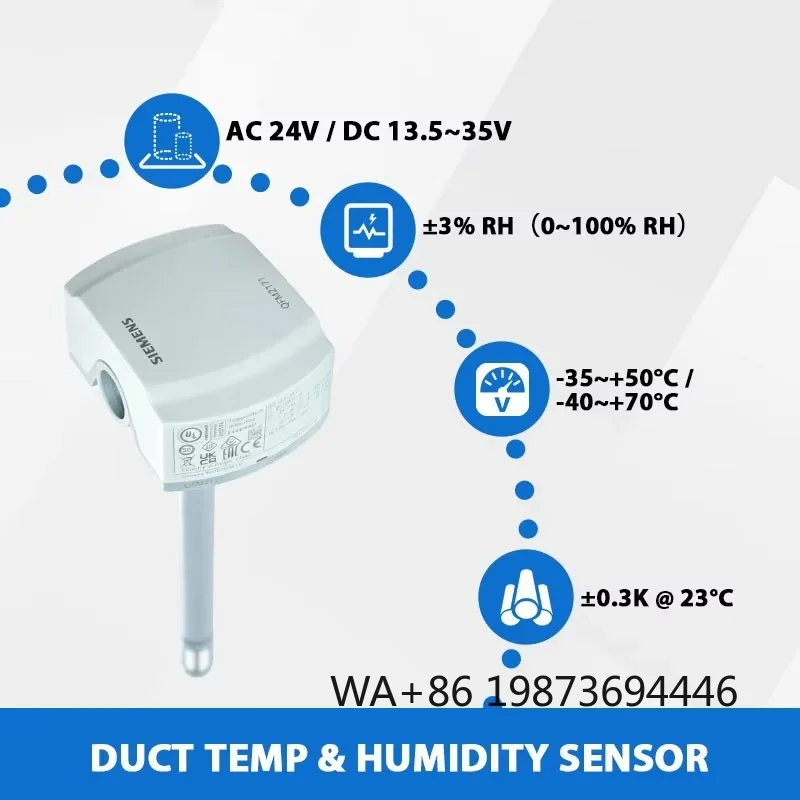 Duct mounted temp&humidity sensor DC13.5~35V 0~10V 3%RH, wide working temp range -40~+70 for HVAC system