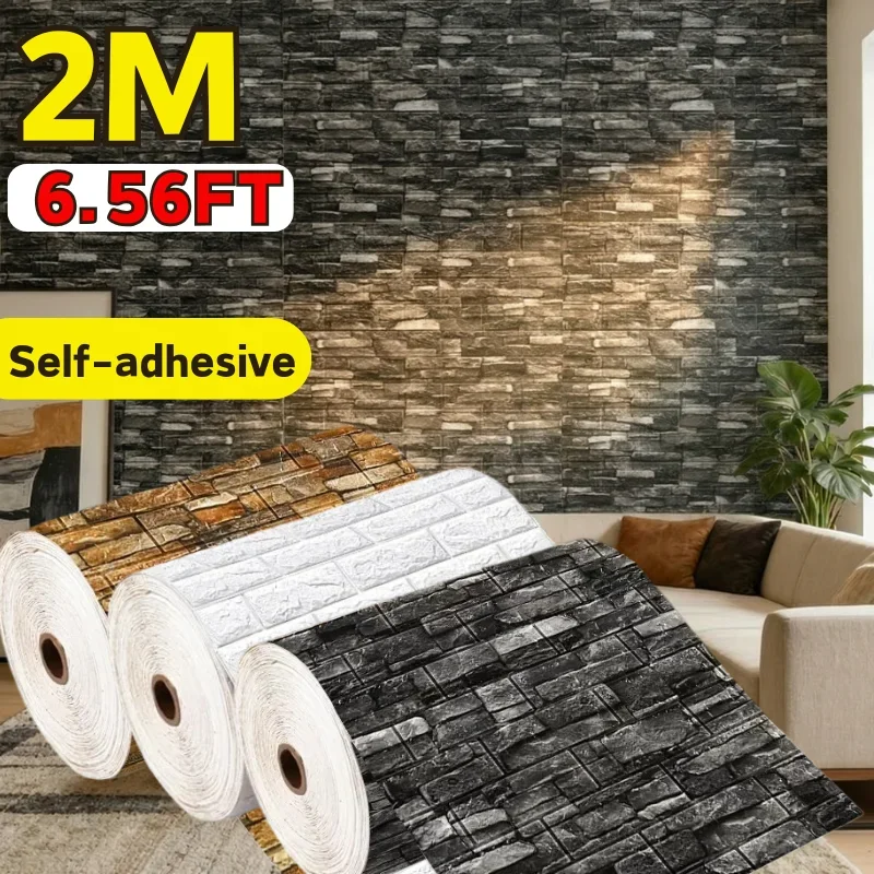 70 cm x 2 m 3D-Tapetenaufkleber mit Ziegelmuster, selbstklebend, wasserfest, schmutzabweisend, Heimdekoration, Badezimmer, Küche, Backsplash-Wandaufkleber