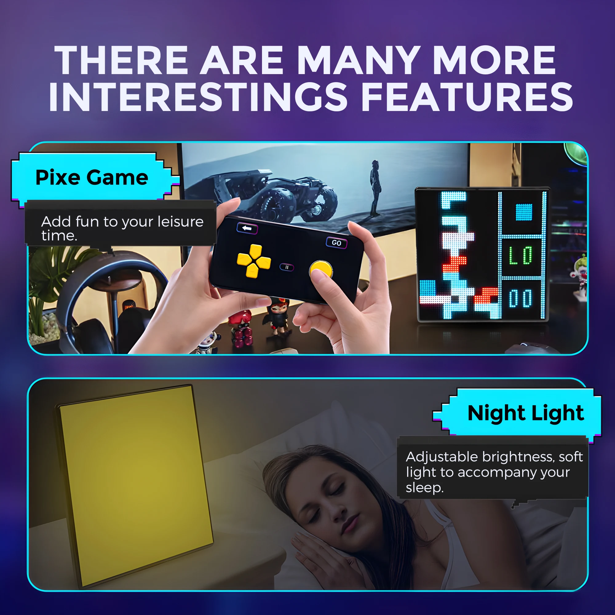 LED Pixel Display scree art Photo Frame APP Control Creative Animation Fun Text Suitable for Gaming Room Decor Pixel Screen