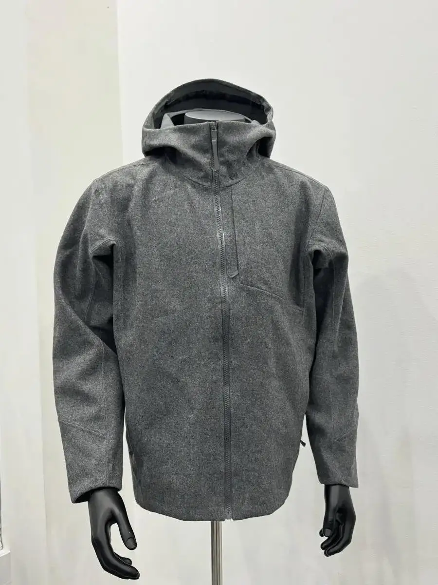 

Мужская повседневная шерстяная куртка с длинными рукавами, осенне-зимняя, модная, легкая, деловая, на молнии, ветровка с капюшоном и воротником-стойкой