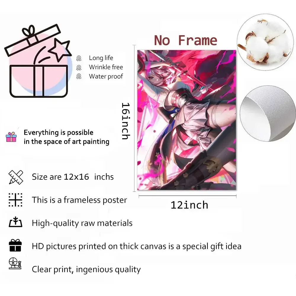 Game Mage Character Honkai Star Rail Evanescia Painting Calligraphy Canvas Print Wall Mural for Living Room Decor Gifts