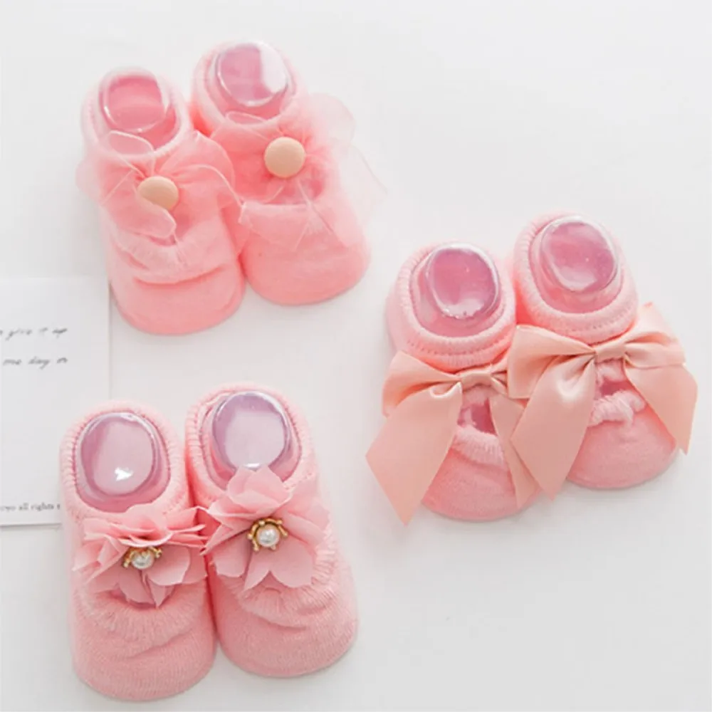 

Newborn Baby Socks Lace Thin Hollow Baby No-Show Shoes Girl Cotton Summer Princess Wear Bow Sock Newborn Baby Socks