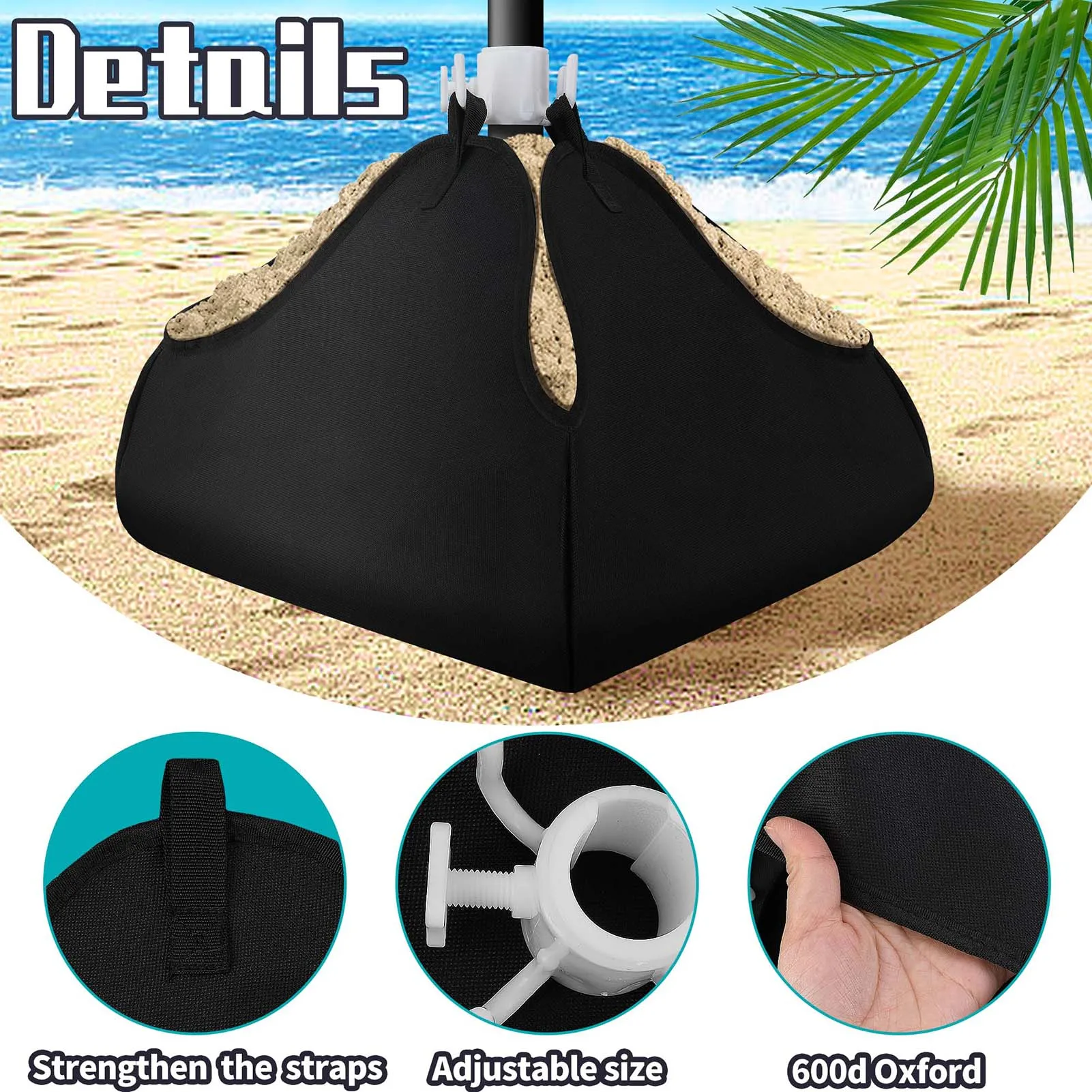 

Sun Umbrella Filling Sand Base Built-in Adjustable Lock Bar Fastening Base for Placing Fishing Umbrellas in the Ground