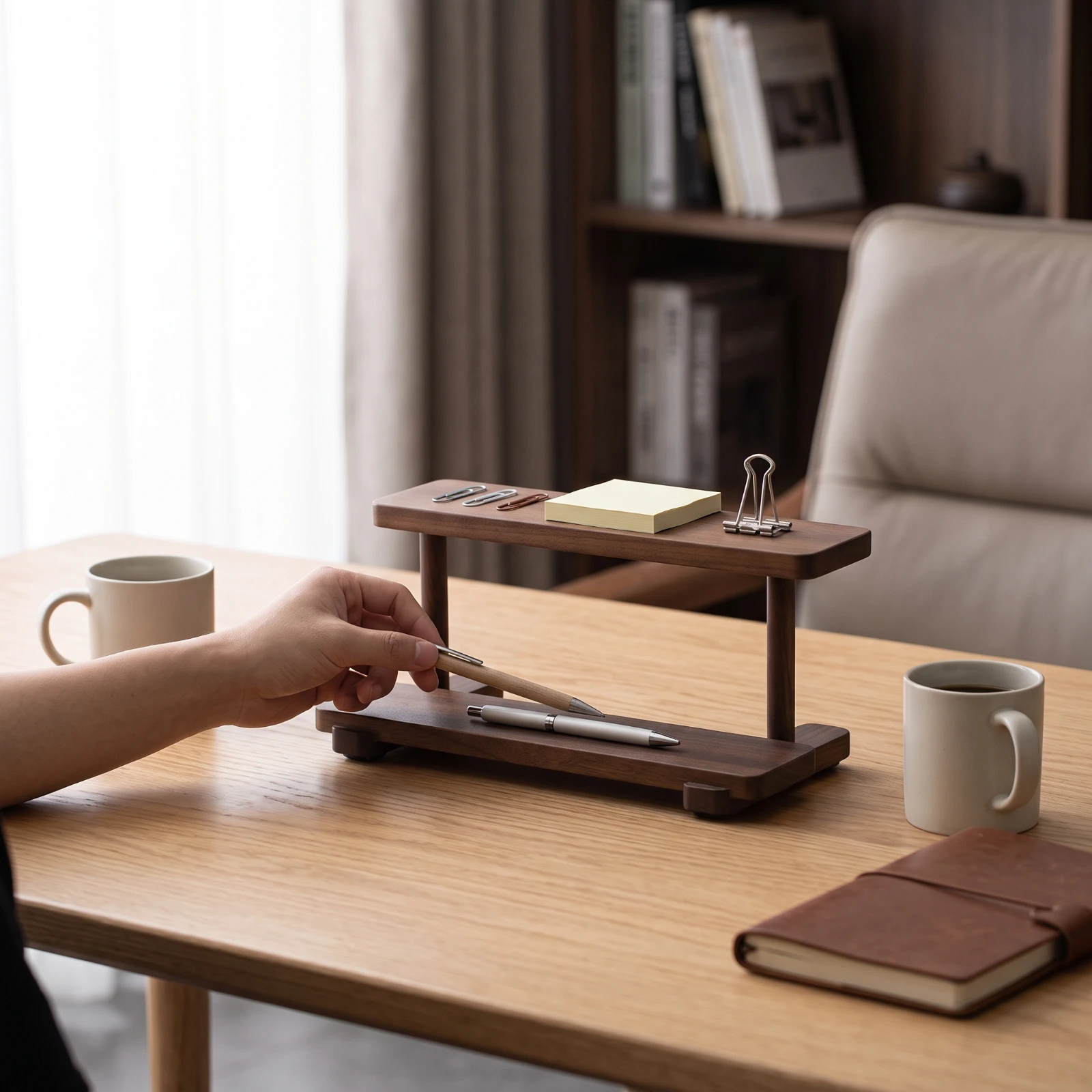Desktop Shelf Organizer Stepped Two-Tier Rack Tabletop Rack Space-Saving Display Stand Multi-Purpose for Desk, Coffee Corner