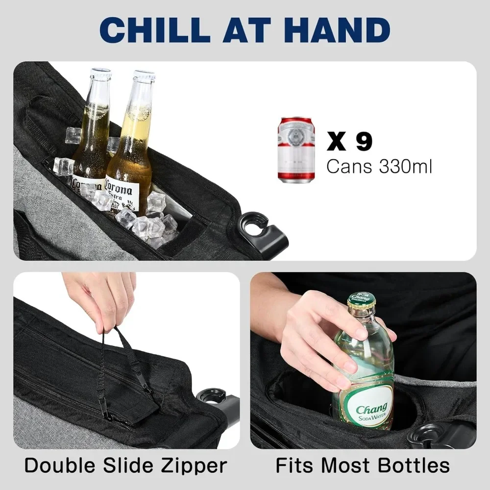 كرسي تخييم كبير الحجم من أبولو ووكر - كراسي تخييم شديدة التحمل بوزن 500 رطل للبالغين مع حامل أكواب وحقيبة تبريد، وعشب قابل للطي