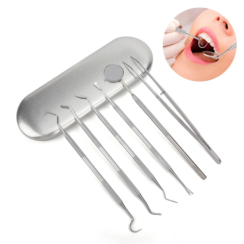 3/4/5/6 Dental Mirror Stainless Steel Dental Dentist Prepared Tool Set Probe Tooth Care Kit Instrument Tweezer Hoe Sickle Scaler