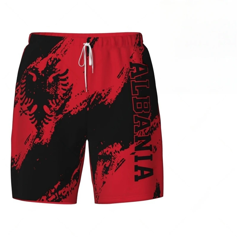 Fashion Albania Flag Beach Shorts Summer Casual Men Women 3D National Emblem Printed Short Pants Loose Quick Dry Swim Trunks