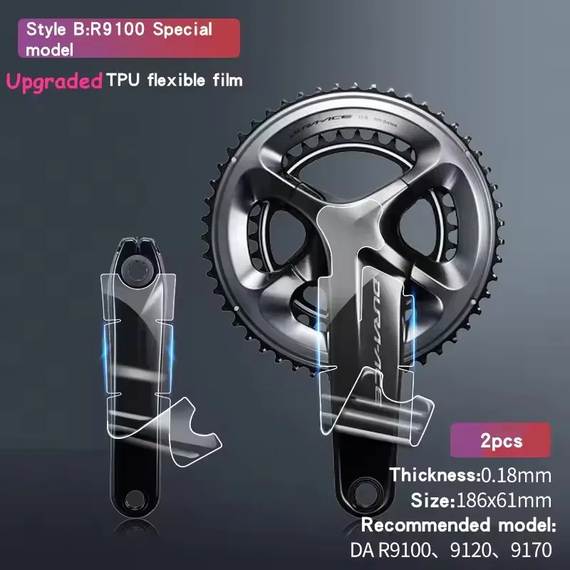 Fahrrad-Kurbelschutz-Aufkleber, selbstklebende TPU-Folie für SRAM/SHIMANO, Rennrad-Kurbelschutz-Aufkleber, Teile
