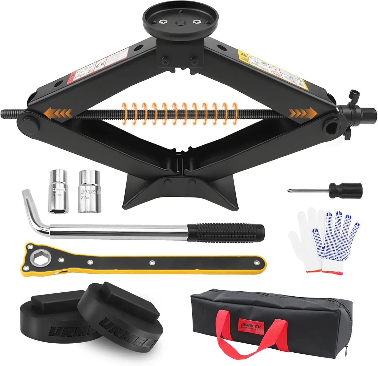 

3-Ton Scissor Jack Kit for BMW & MINI with Rubber Pads, Telescoping Lug Wrench (17/19/21/23mm), Car Tire Repair Tool Set