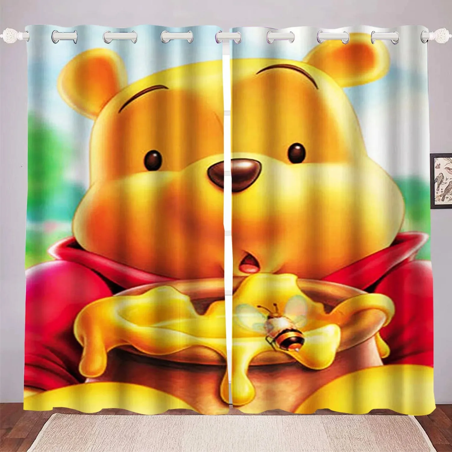 

Disney Cartoon Curtains, Winnie the Pooh Printed Home Decoration Asol Blinds, Disney Windows 2 Pieces, Bedroom Living Room