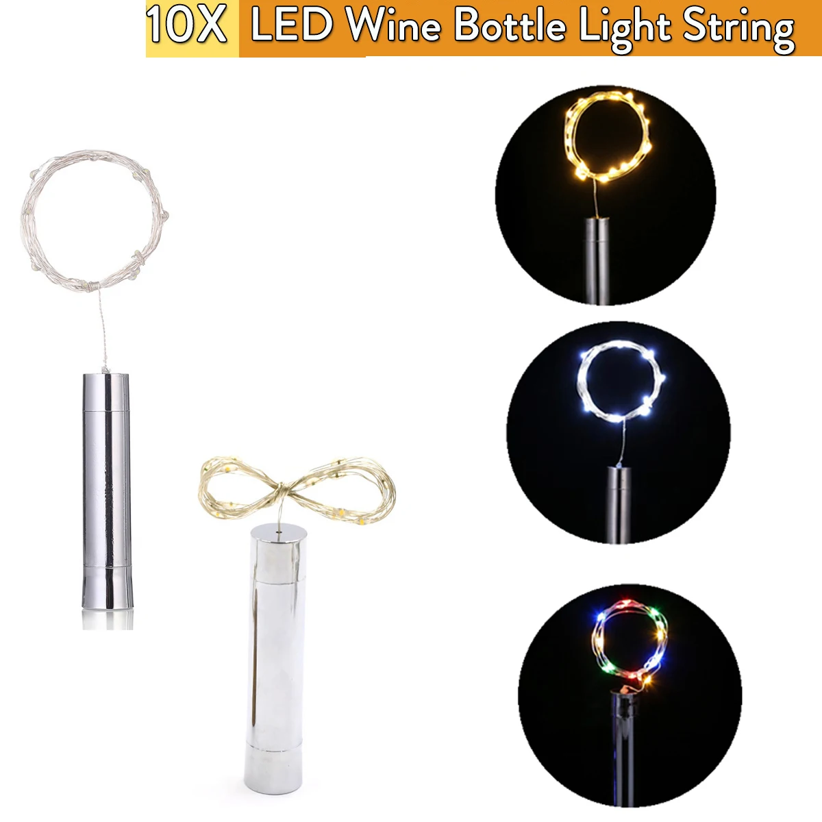

10X 1M/2M Bottle Cork LED String Lights Decoration Halloween Home Fairy Garland Battery Wire Copper Decorative Christmas Bedroom
