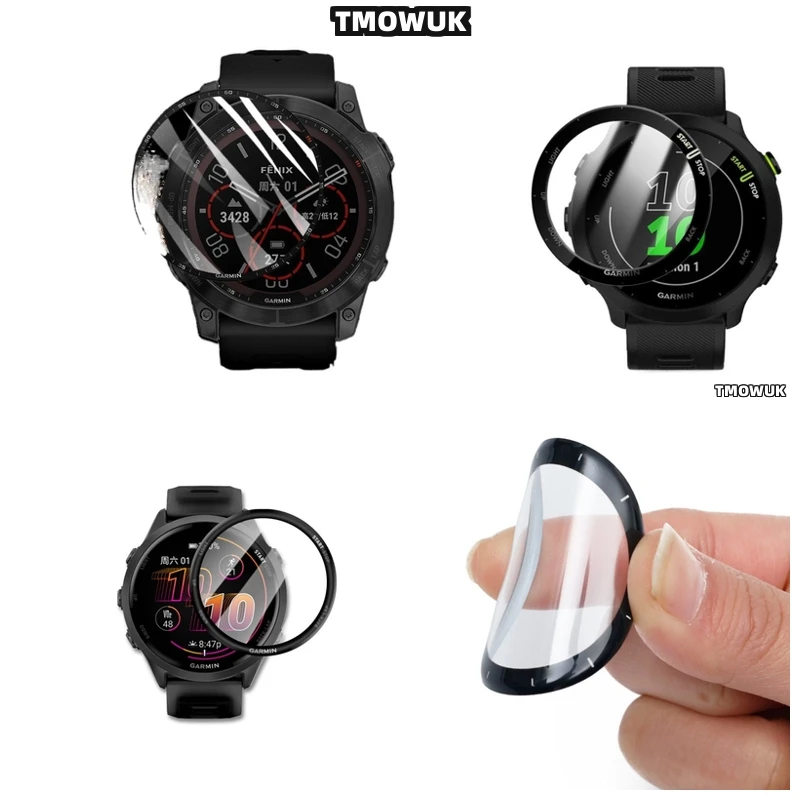 

For Garmin Fenix 6 7 8 7X 6X 7S 47mm 51mm - Full Cover 3D Curved Soft Screen Protective Film - Anti-Scratch PMMA