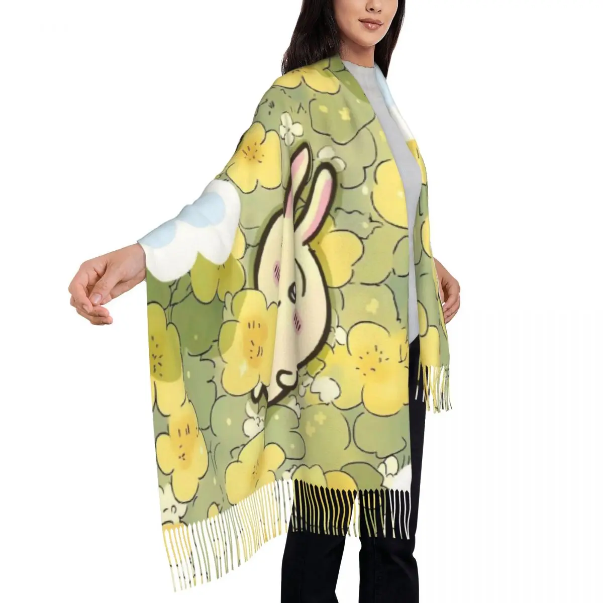 مخصص مطبوعة Chiikawa الكرتون وشاح النساء الرجال الشتاء الدافئة والأوشحة شال التفاف