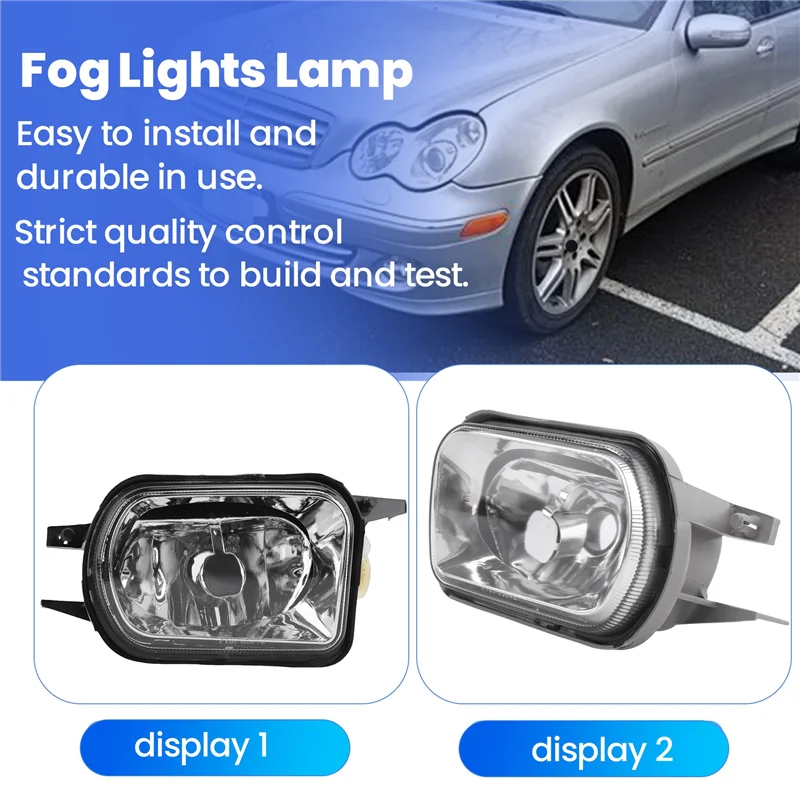 

A80X-1Pair Car Front Bumper Fog Lights Lamp Foglight Without Bulb For Benz C-Class W203 2001-2007 2158200556 2158200656