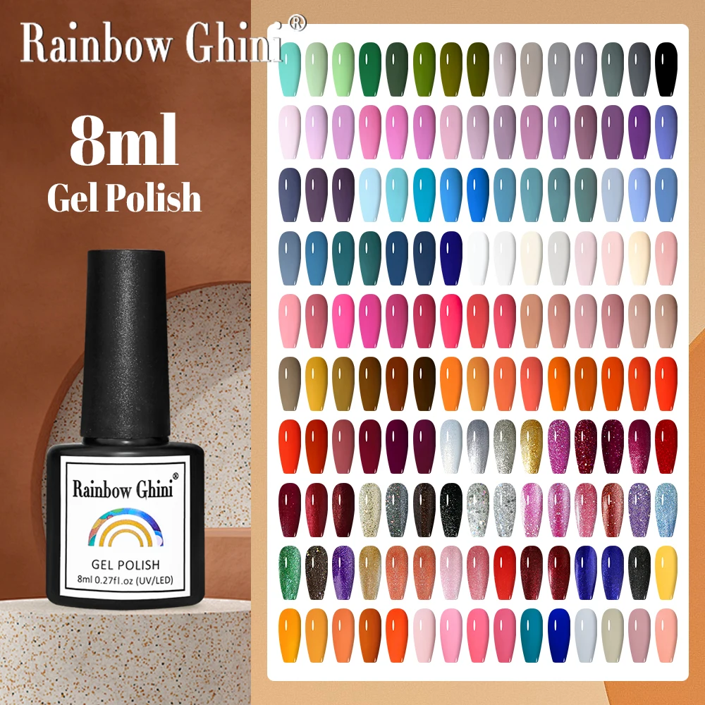 Rainbow Ghini 8ml Lavendel Lila Soak-Off UV LED Gel Nagellack Macaron Pastell Glitzer Schimmer Nagelkunst Lack Maniküre Zubehör