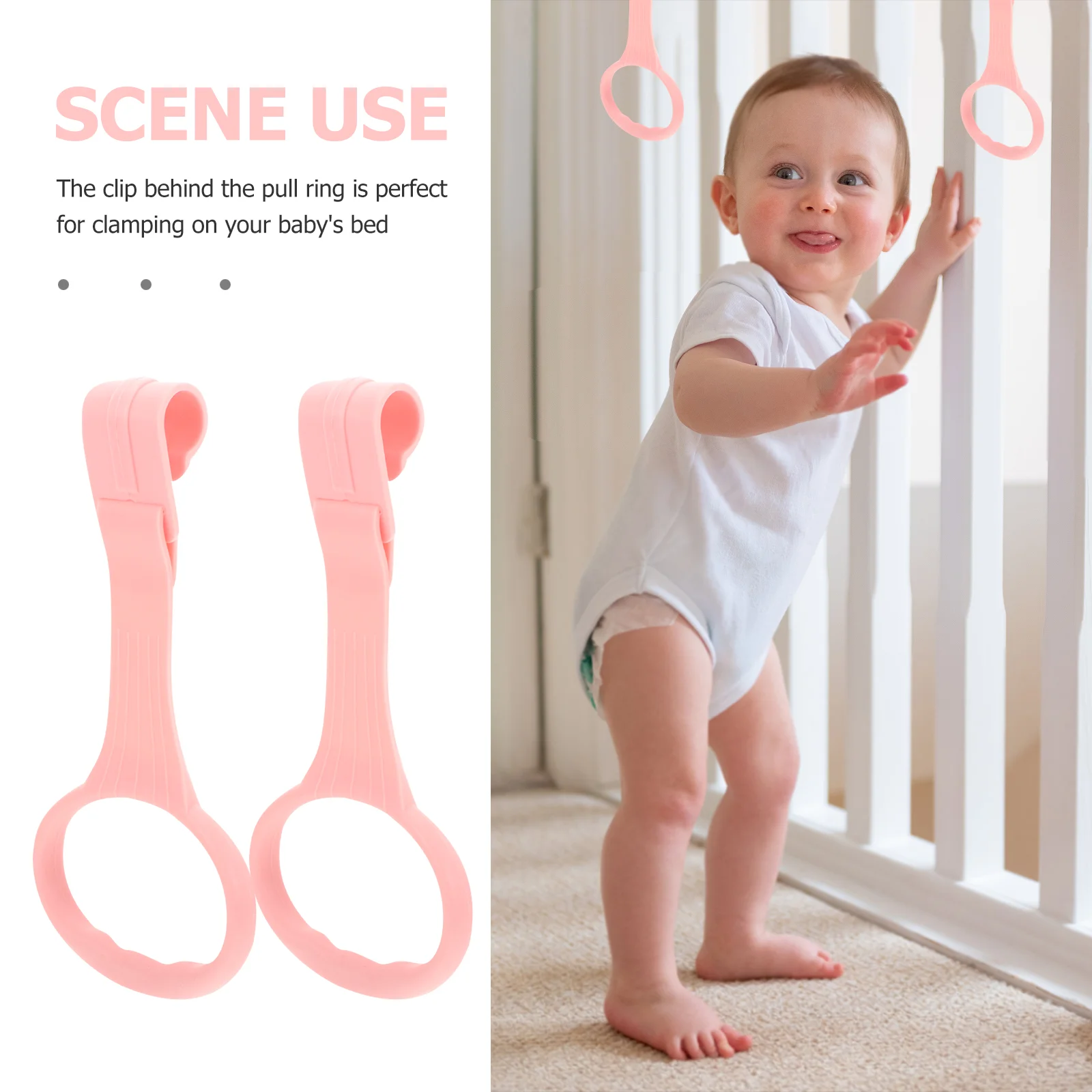 Children's Bed Pull Ring Toddler Hand Baby Rings Nursery Stands up Assist Crib Kids Walking Learning Tools Hanging Toy