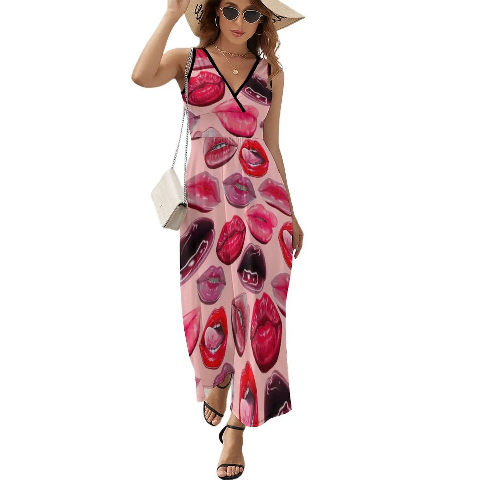 

Lots of Lips Sleeveless Dress clothes for woman dress women elegant luxury loose summer dress