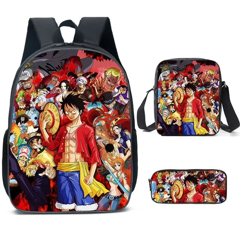 3szt One Piece Luffy Zoro Plecak dziecięcy Cartoon Anime Print Plecak studencki Mężczyźni Oficjalny plecak rekreacyjny Kid Girl School Bag