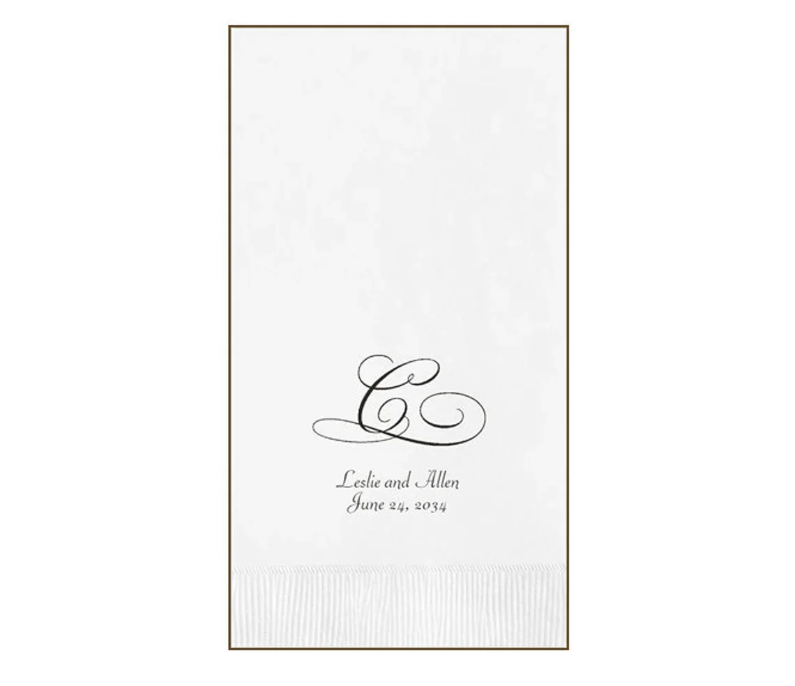 Single Initial Personalized Monogrammed Elegant Monogram Reception Guest Towel Wedding Dinner Napkins (Pack of 100) Custom Print