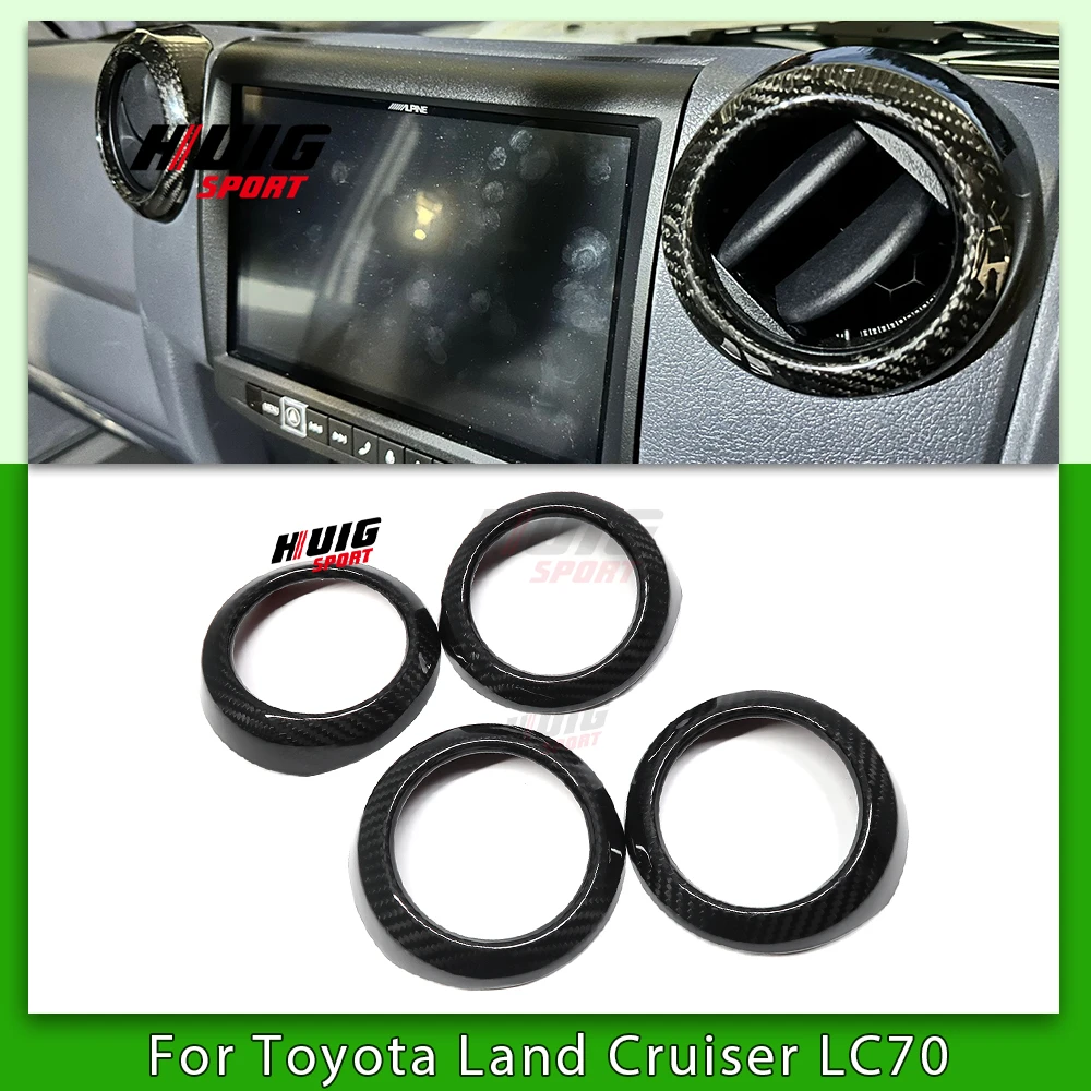 4pcs Carbon Fiber Car Interior Center Air Conditing Vent Cover Sticker Trim For Toyota Land Cruiser LC70 LC71 LC76 LC79 LC78