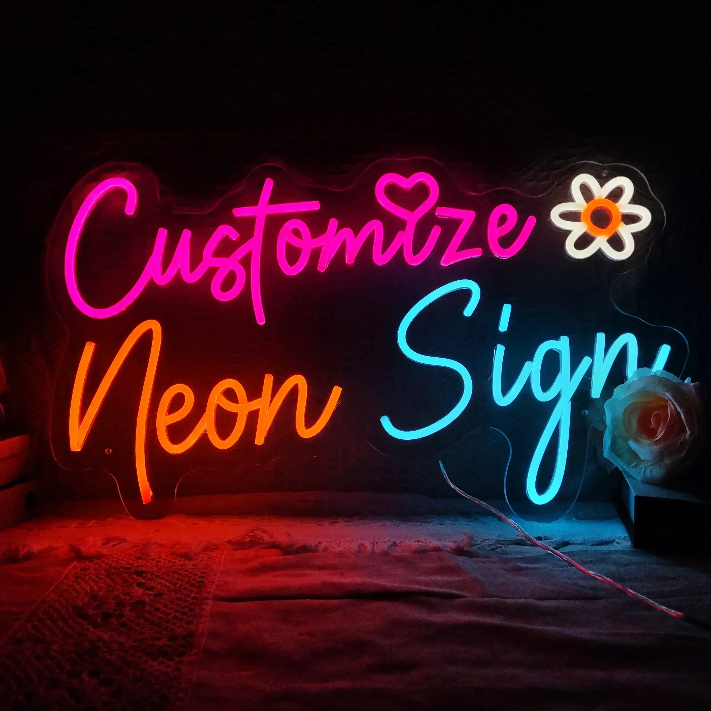 Imagem -03 - Luz de Néon Led Personalizada com Nome Personalizado Iluminação Neon Decoração de Parede Sinal de Casamento Quarto e Bar