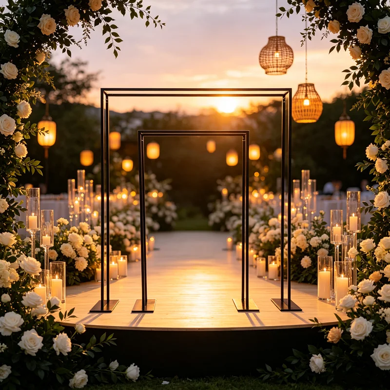 Metal Rectangle Wedding Arch Frame, Customizable Flower Backdrop Stand for Ceremony Reception Birthday Party Indoor Outdoor Even