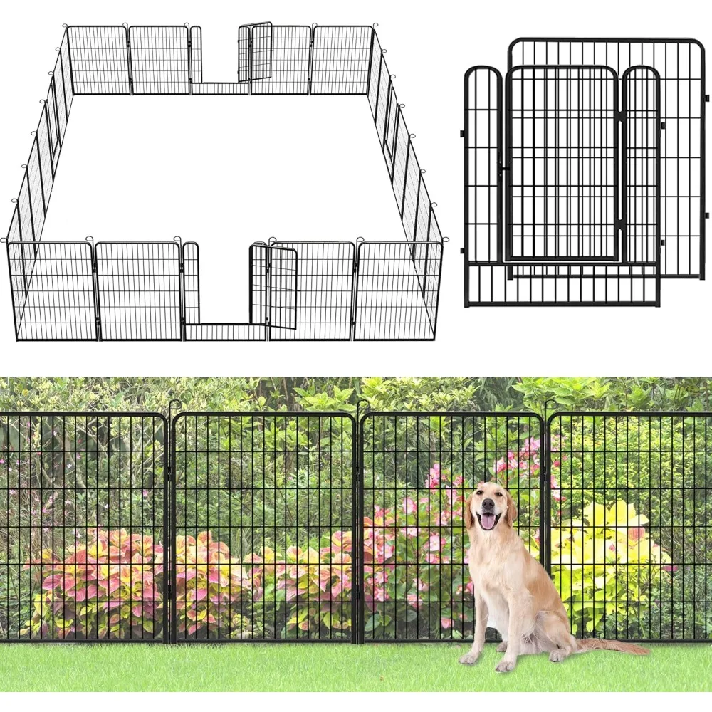 

No Dig Decorative Garden Fence with Gate Rustproof Metal Fence Panels, 40in(H) x 64Ft(L) Garden Fencing for Yard 24 Panels Anima