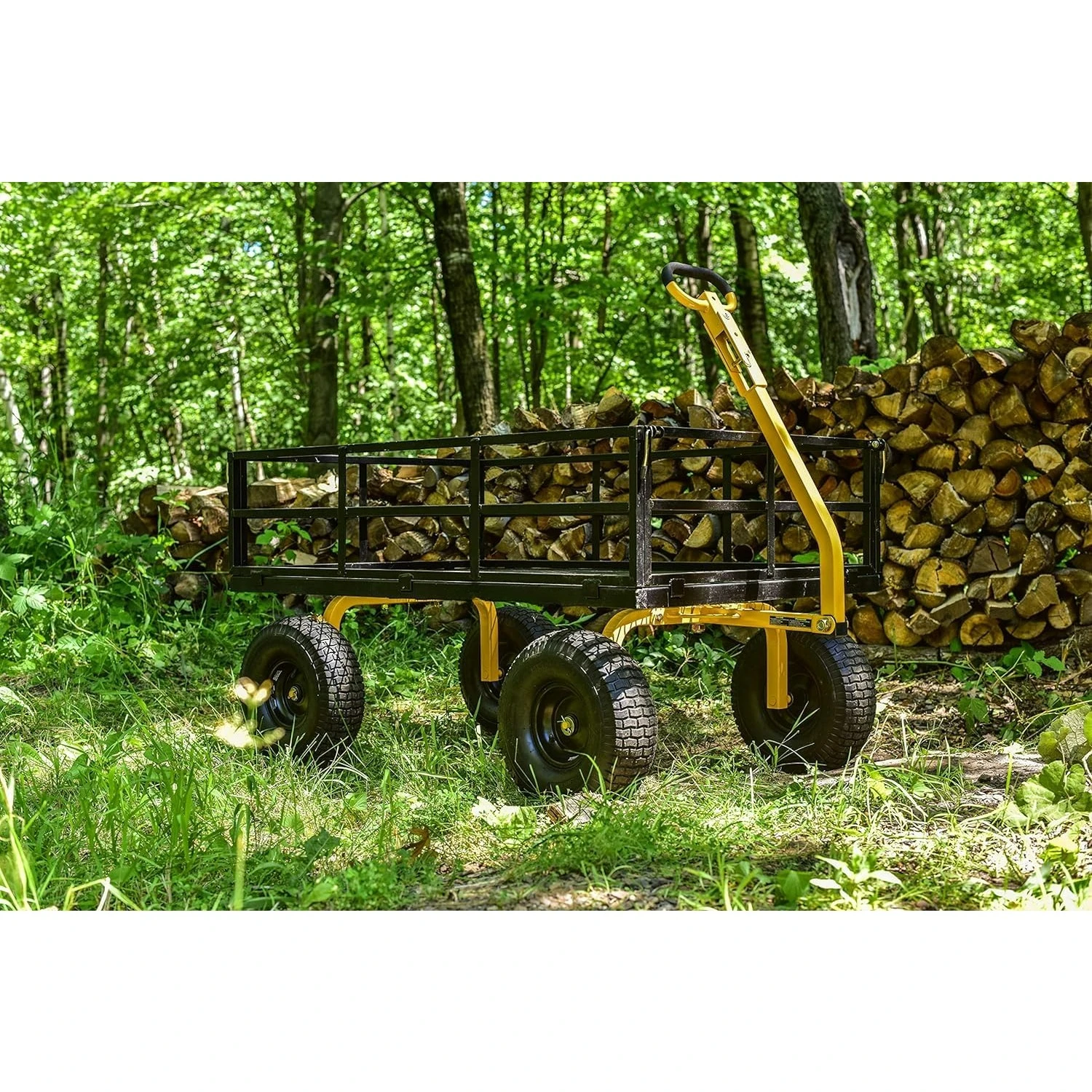 

Steel Utility Cart, Heavy-Duty Convertible 2-in-1 Handle and Removable Sides, 12 cu ft, 1400 lb Capacity, Garden Carts