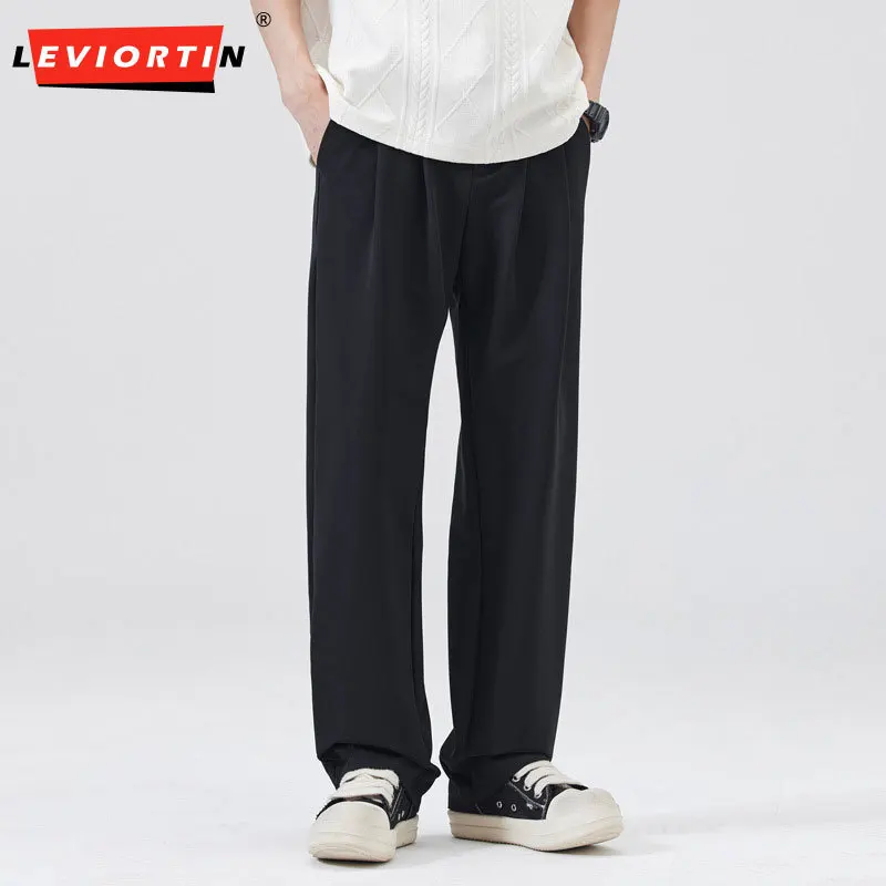 

Новые мужские летние тонкие короткие брюки, свободные широкие брюки, универсальный модный однотонный костюм, повседневные прямые брюки DY5030